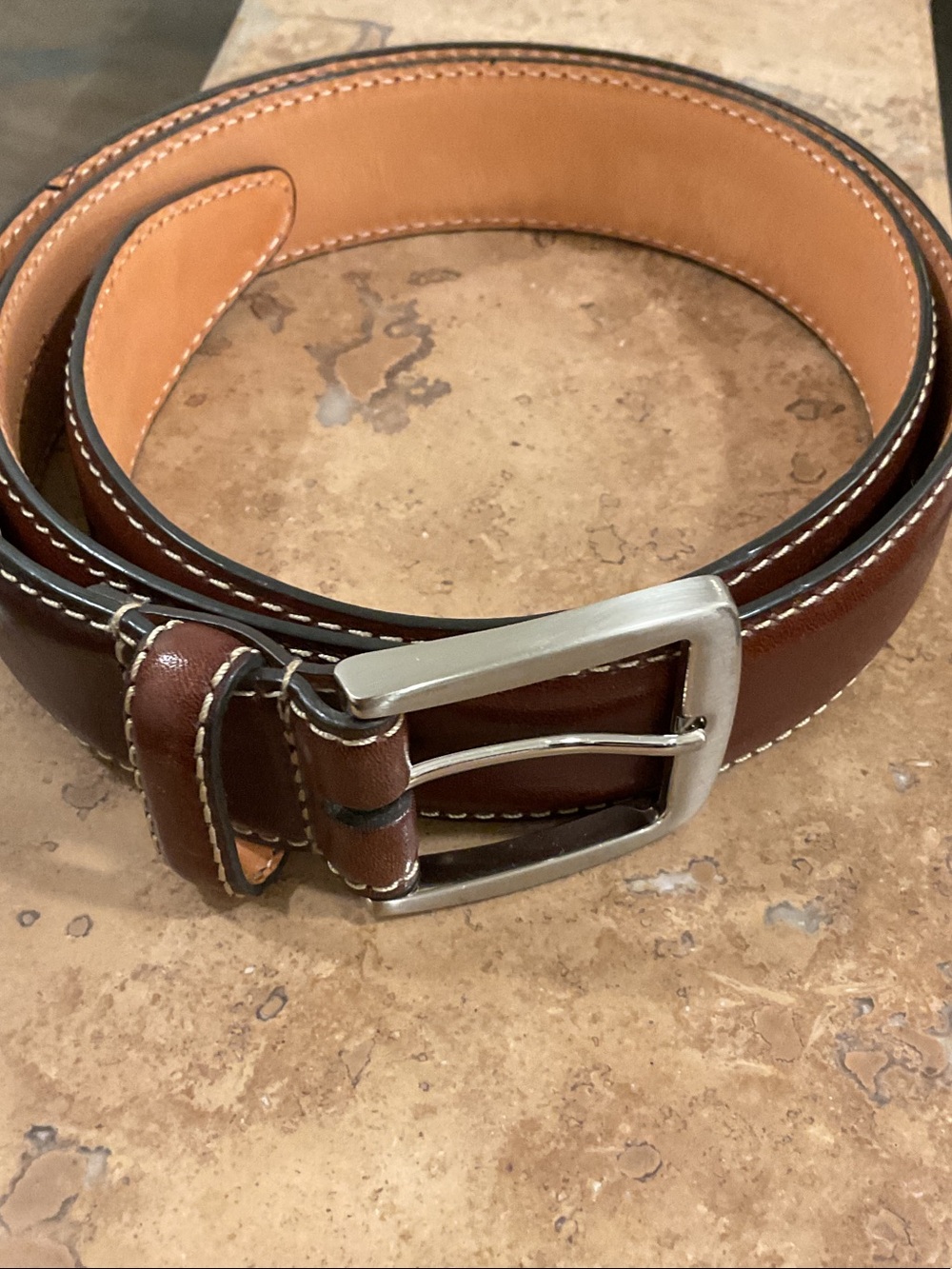 Kirkland Brown Leather Men's Belt - Tan Lining